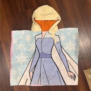 Disney Frozen Anna Elsa reversible hooded toddler beach bath towel